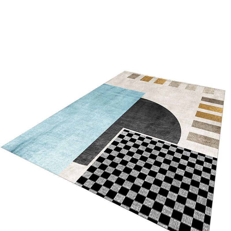 Metal Lines Carpet Polyester Modern Carpet Non-Slip Backing Carpet for Living Room