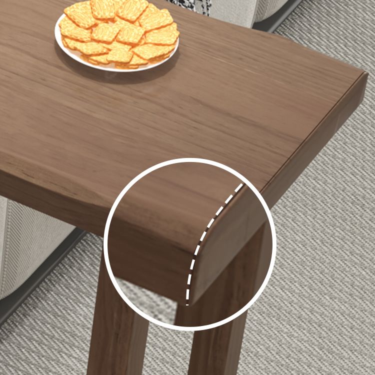 Modern Indoor Rectangle Solid Wood Sled Bar Dining Table in Brown
