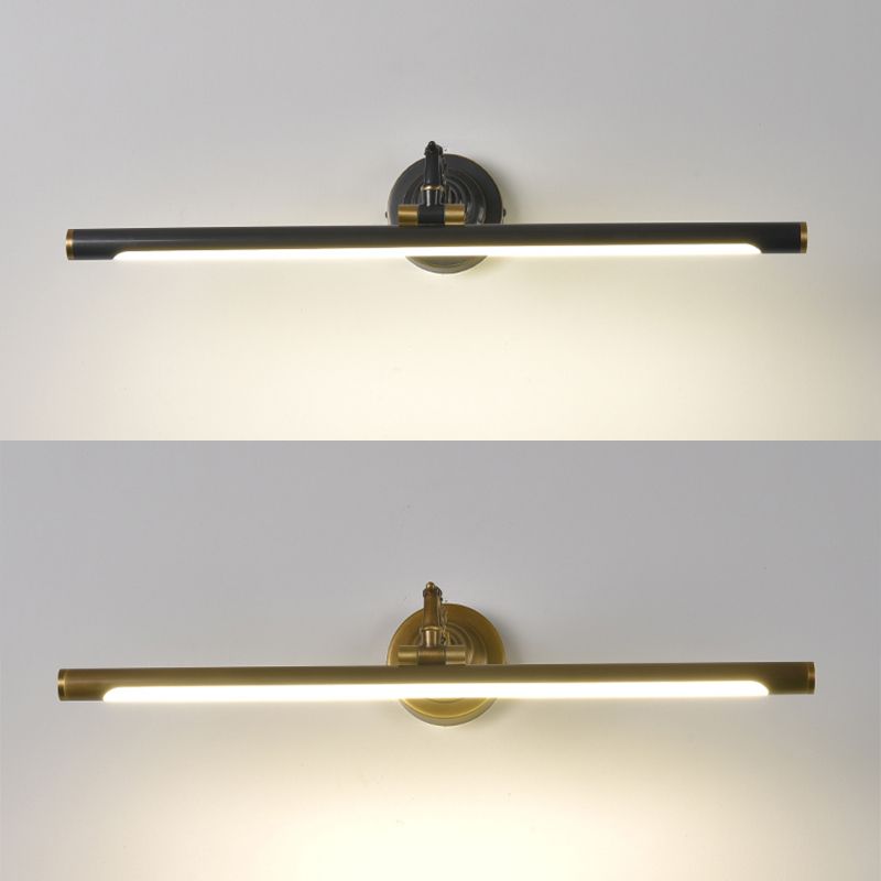 Linear Vanity Light Fixture Retro Style Copper Single Vanity Light