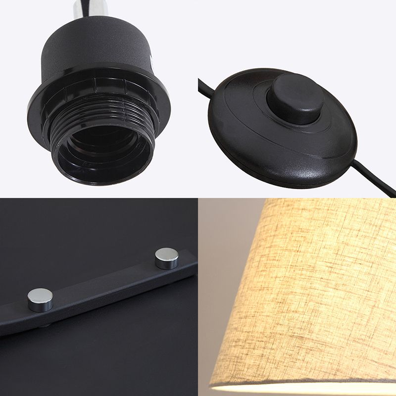 Zeitgenössischer, verjüngter Stofflampenstoff LED LED STOLLE LICHT IN NICHT/Schwarz mit Lichtbogenarm