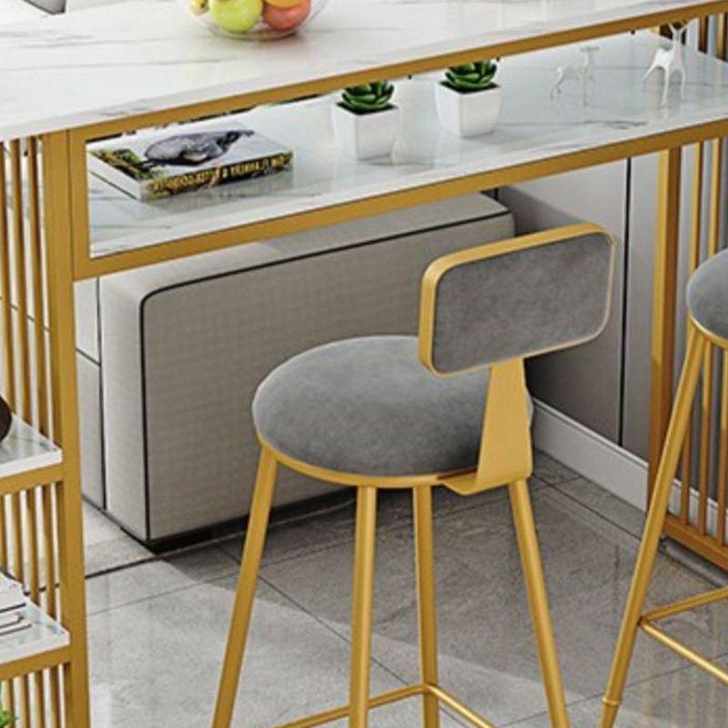 Glam Indoor Bar Stool Table Rectangle Bar Dining Table with Storage