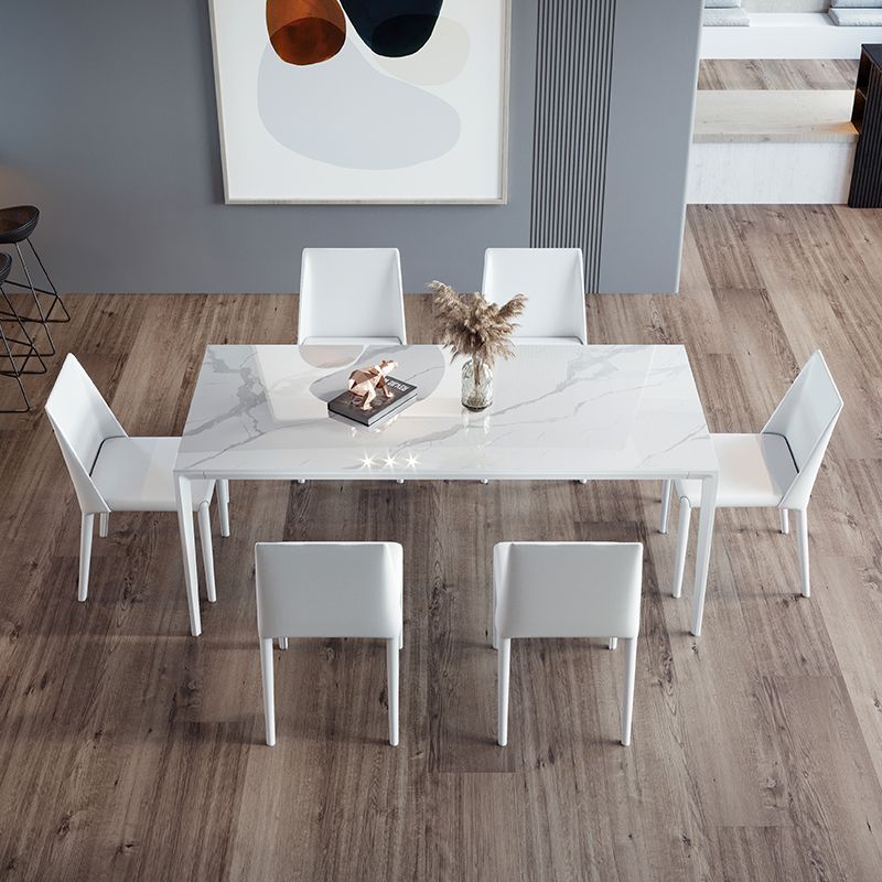 Modern Rectangle Dinette Set 1/4/5/7 Pieces Stone Top Dining Table Set