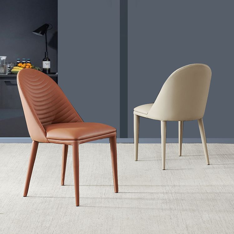 Chaises de salle à manger contemporaines en métal, chaise sans bras latérale à dossier ouvert pour usage domestique