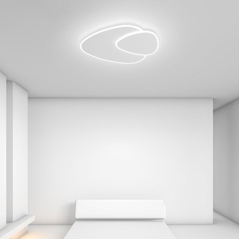Plafonnier LED oblong blanc en fer forgé de style concis et moderne avec abat-jour en acrylique