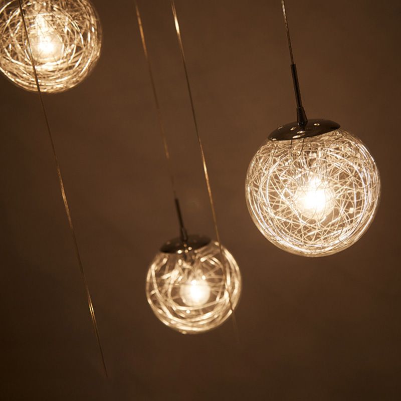 Spiral Stairs Pendant Light Fixture Clear Glass Nordic Style Multiple Hanging Light