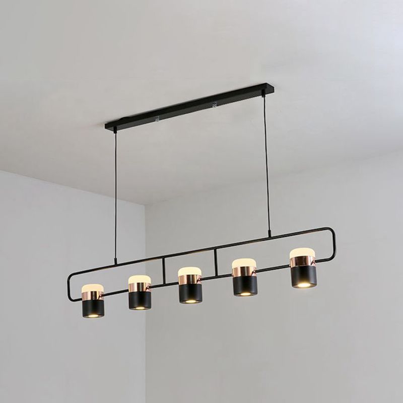 Cylinder Island Lighting Contemporary Metal Island Chandelier Lights for Kitchen