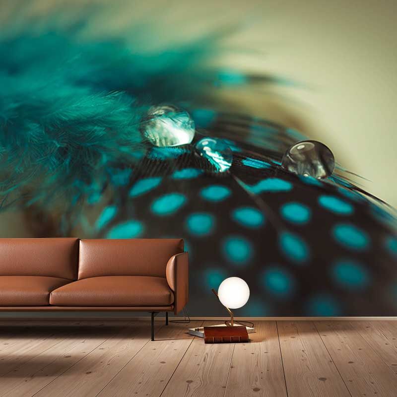 Feather Wall Mural Decal Girls' Bedroom Stain Resistant Wall Covering, Made to Measure