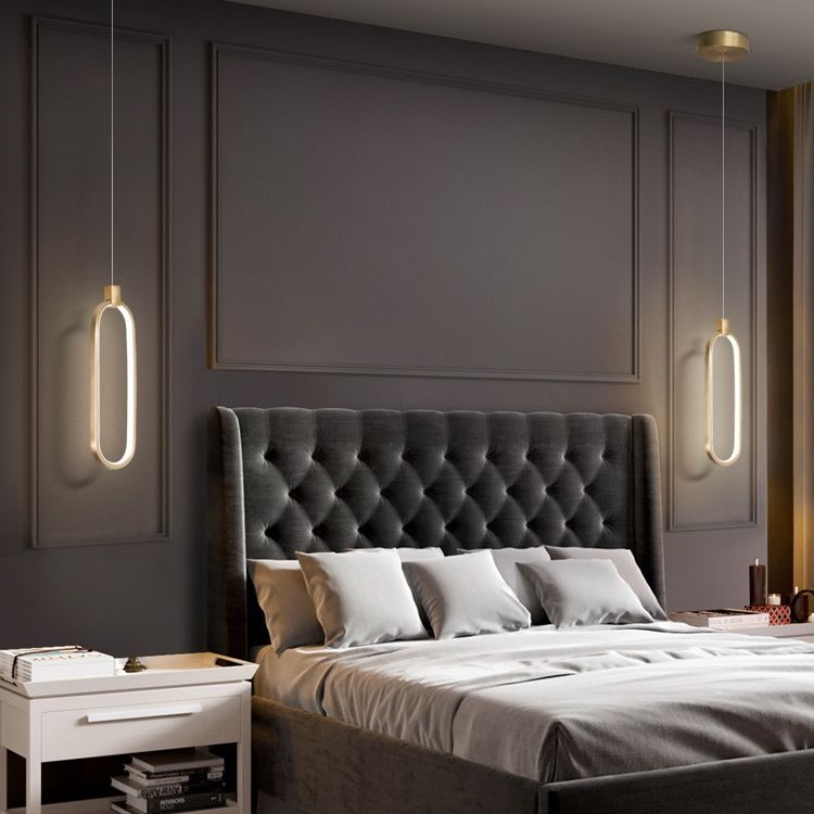 Luce a ciondolo a LED in alluminio in moderno gel di silice in stile conciso luce oblunga per camera da letto