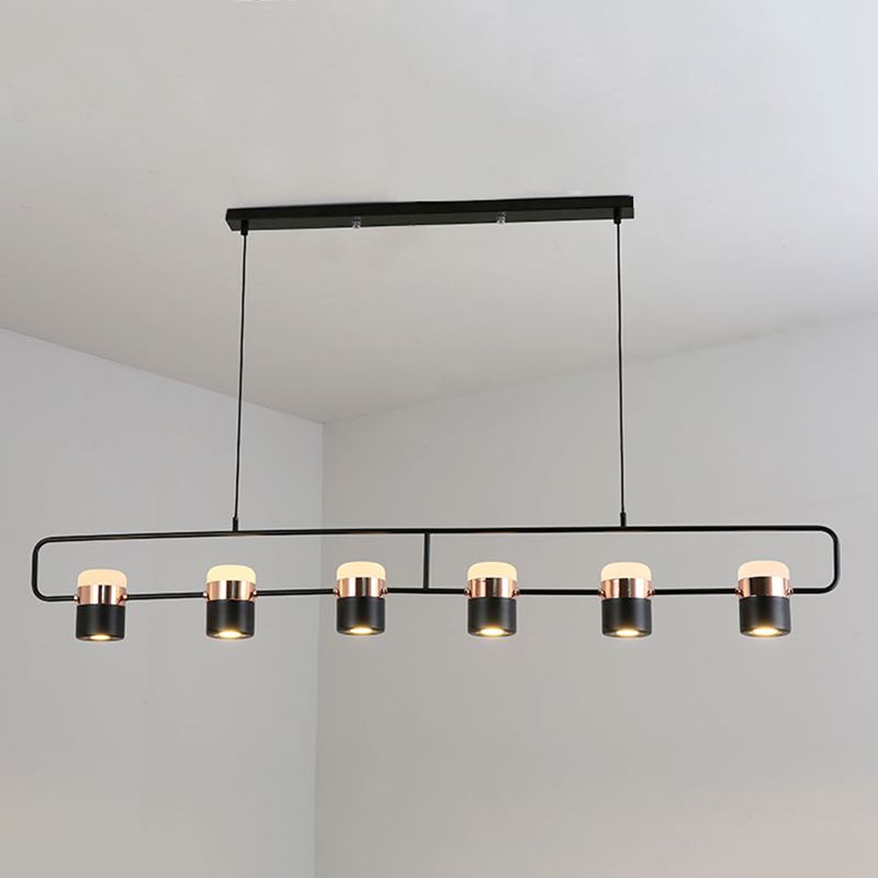 Isola lineare Luce a sospensione Modern Stile moderno sala da pranzo Isola lampadario Luce in nero