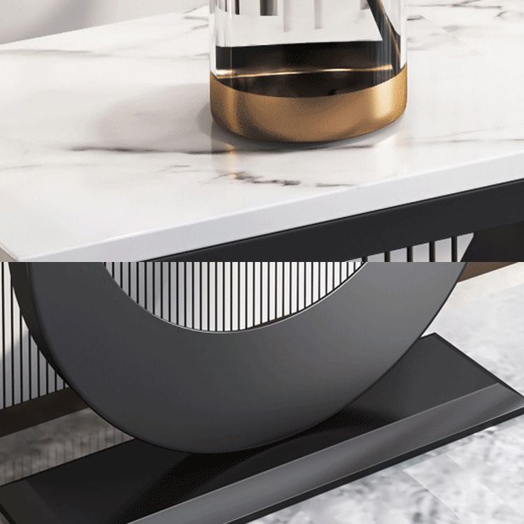 Glam Rectangle Console Table 31.5" Tall Stone Accent Table for Hall