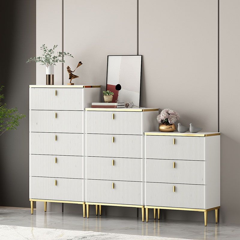 Bedroom Glam Storage Chest Stone Chest in White with Drawers