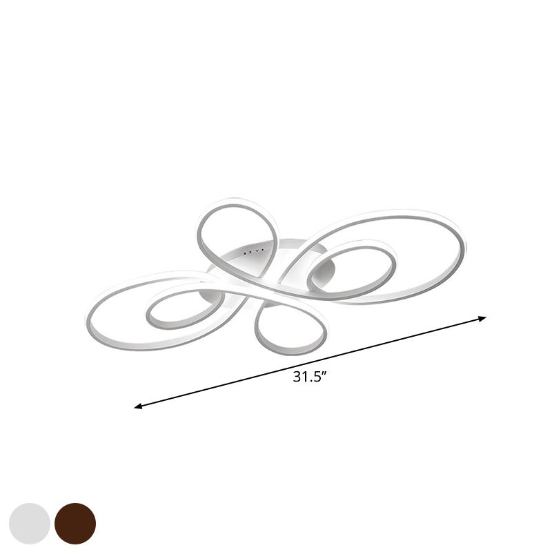 Moderne Linten Plafond Flush Mount Aluminium 23.5"/31.5" Brede LEIDENE Slaapkamer Flush Licht in Warm/Wit Licht, Wit/Donkere Koffie