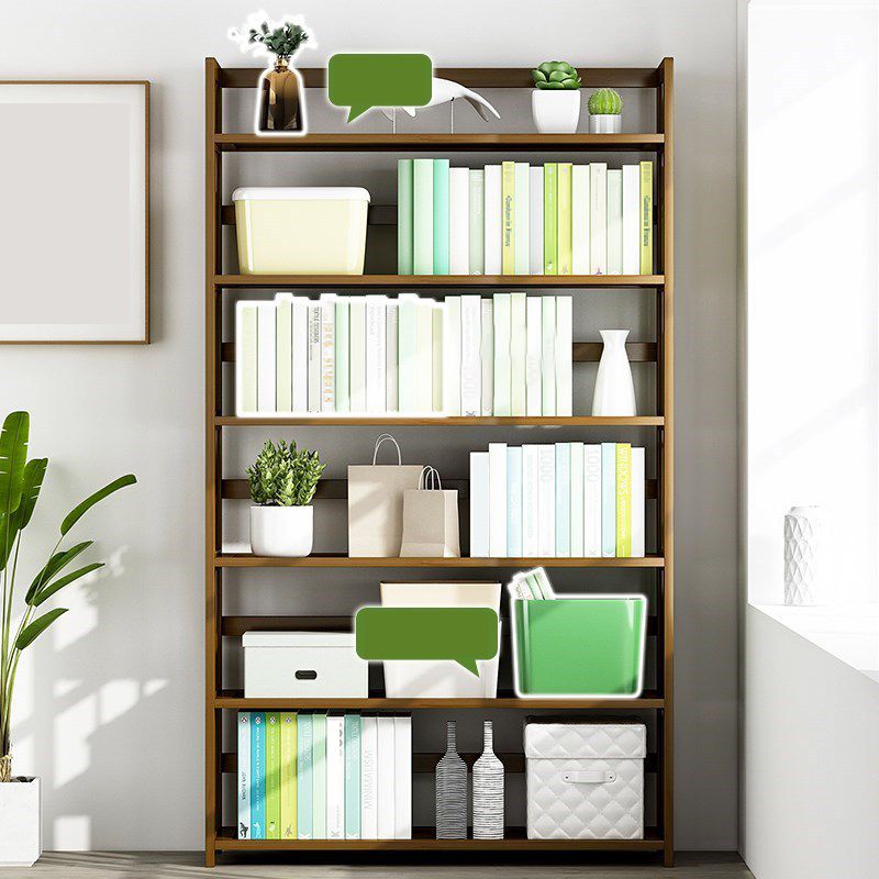 Standard Bamboo Shelf Bookcase Contemporary Brown Open Bookcase