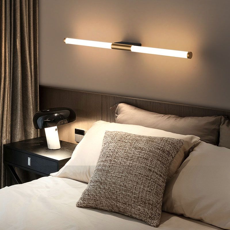 Modern Minimalist LED Wall Light Metal Linear Vanity Wall Light in Gold
