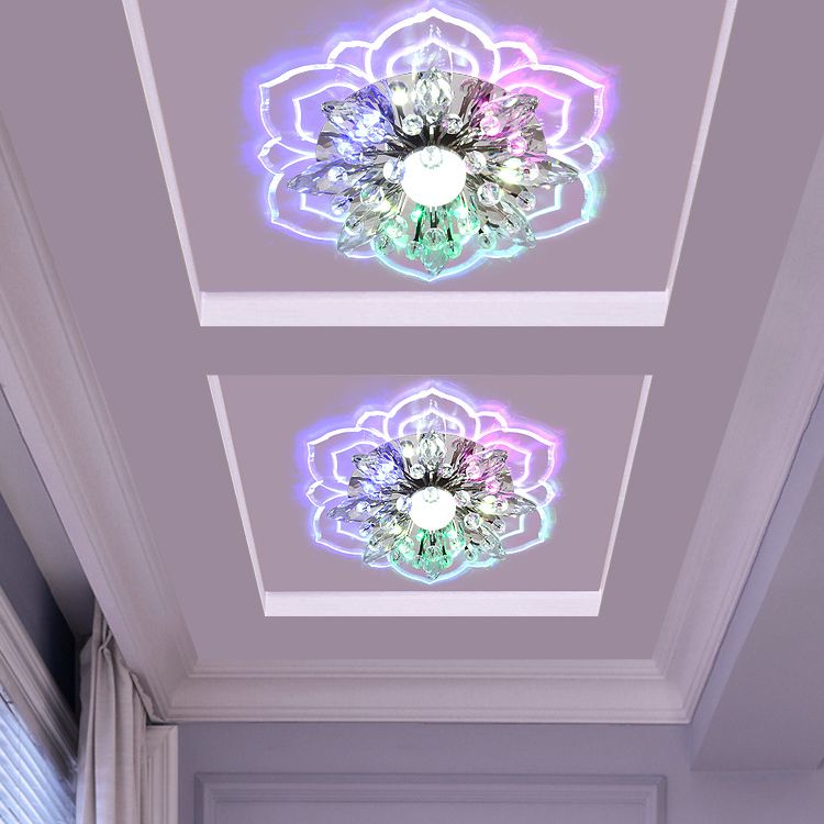 Modern Flower Ceiling Mount Light Fixture Crystal Ceiling Lights