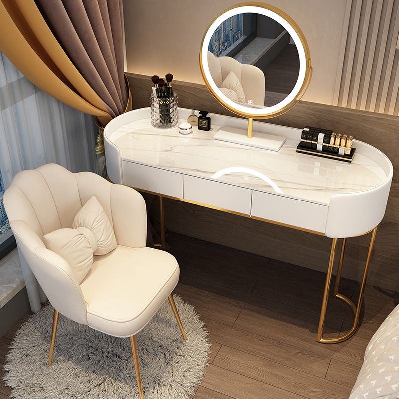 Standing Makeup Vanity Desk Lighted Mirror Makeup Vanity Set with Drawer