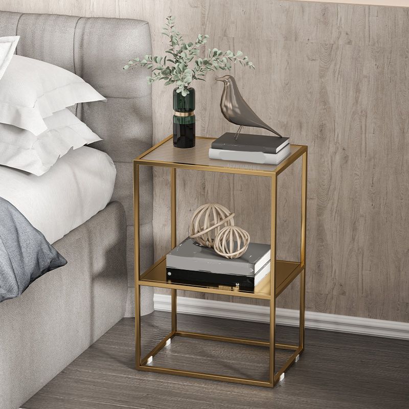 Contemporary Open Storage Nightstand Metal Night Table with Shelves