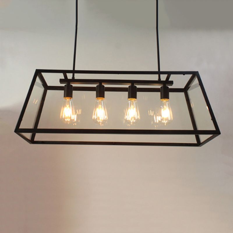 Industrial Trapezoid Island Pendant Lights Metal Multiple-Light Island Pendant Lighting