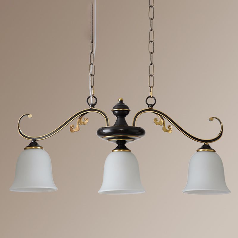 Industrial Pendant Lighting Bell Shape Glass 3 Light Island Ceiling Light