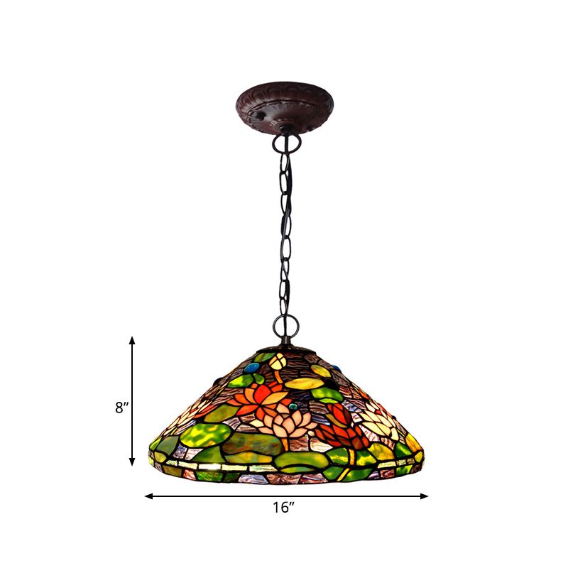 Lampadario in vetro colorato in vetro Blossom 2 luci ciondolo sospensione vittoriano