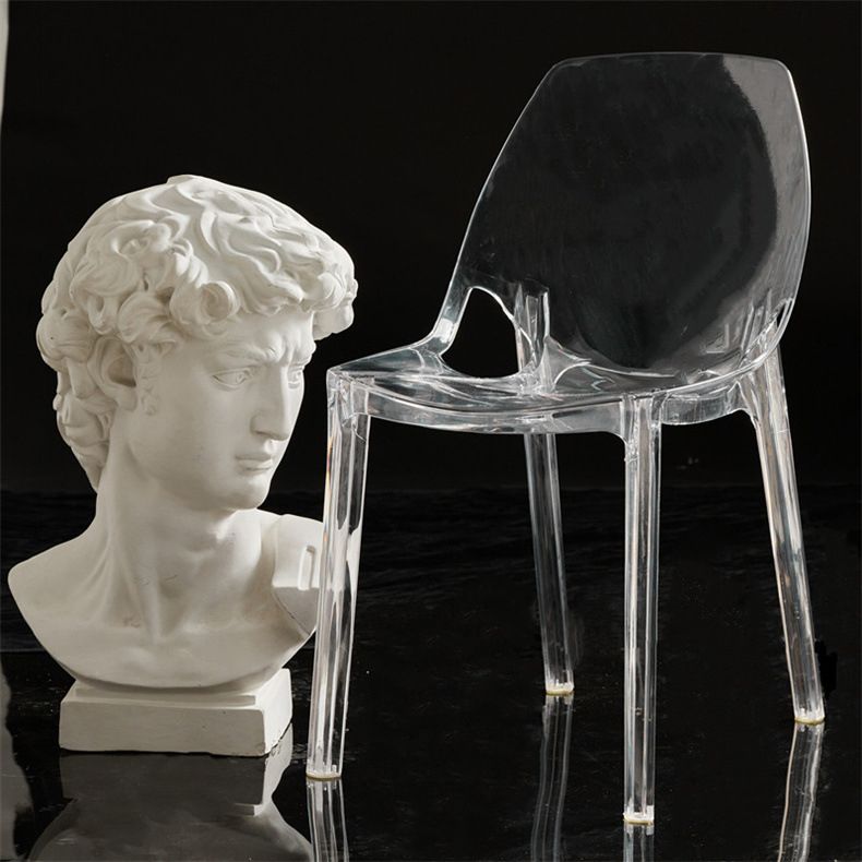 Glam Style Plastic Kitchen Dining Room Chair Set Solid Back Side Chairs
