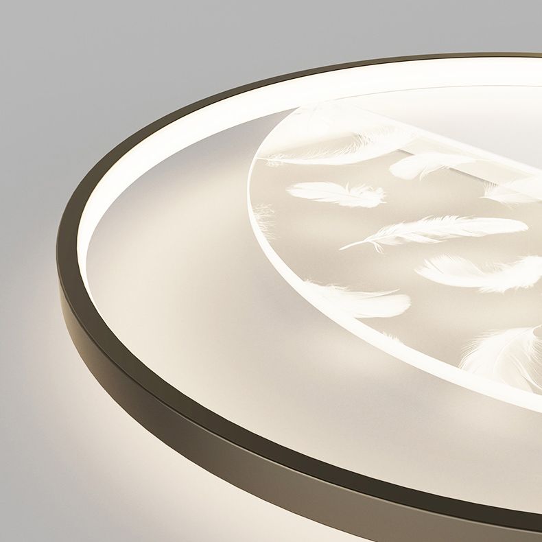 Modern Romantic Feather LED Ceiling Light Geometric Wrought Iron Ceiling Fixture for Bedroom