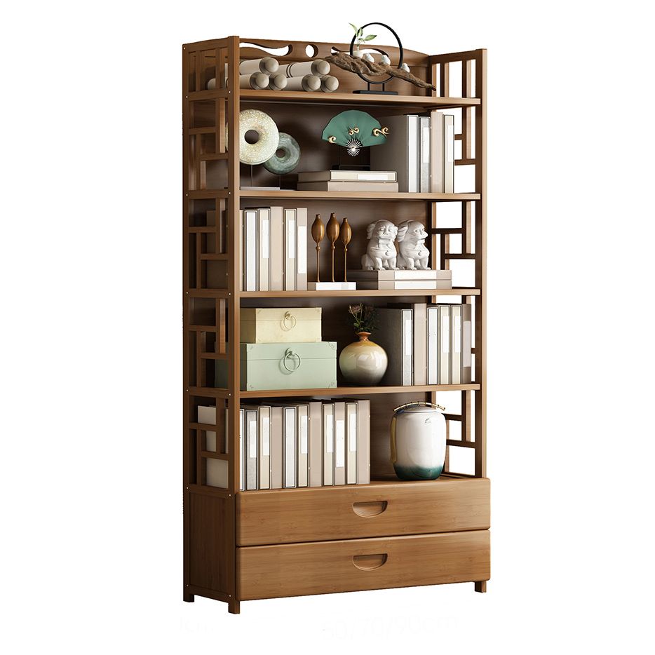 Brown Color Modern Style Bookshelf Closed Back Wood Bookcase
