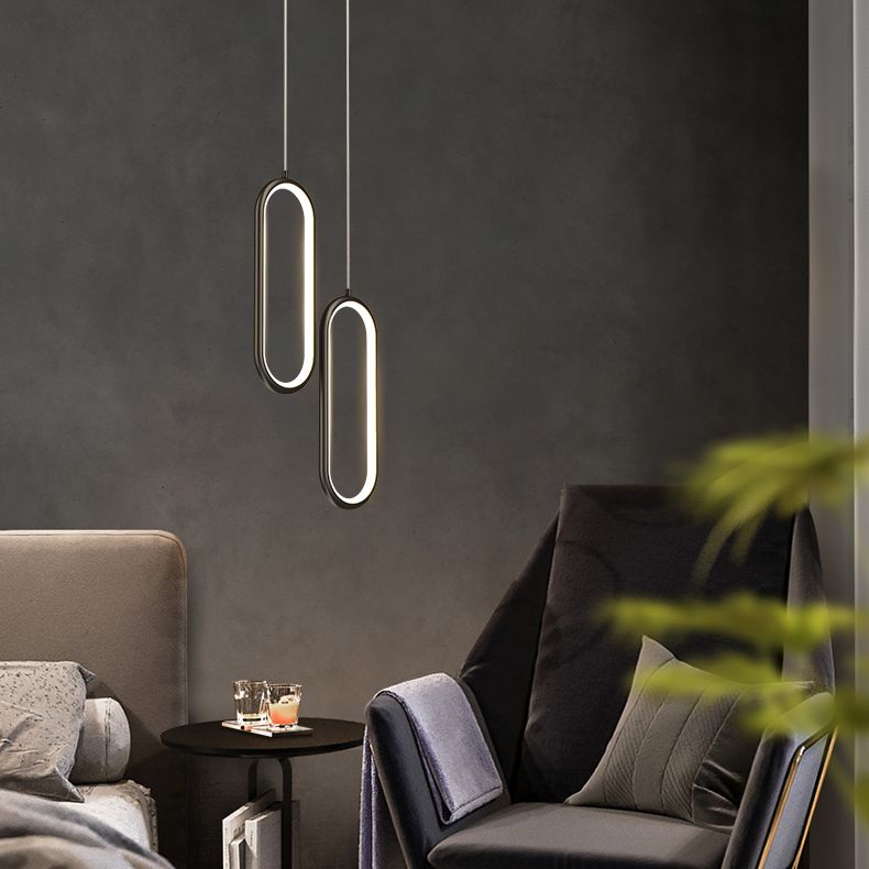 Oval Metal Ceiling Pendant Light Modern Style LED Suspension Pendant for Dinning Room
