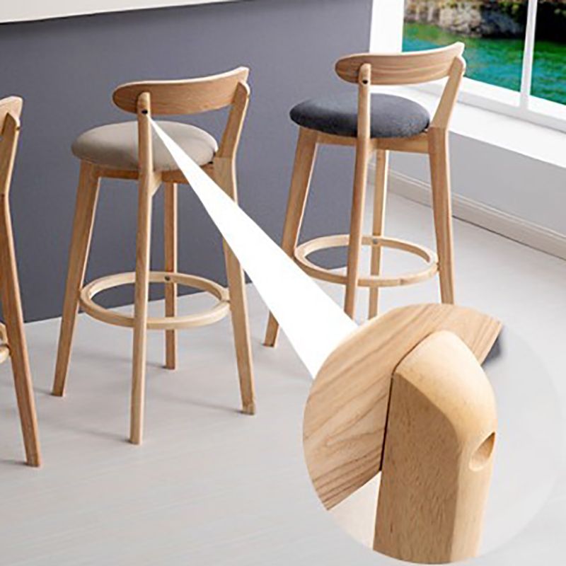 Industrial Armless Backrest Counter Stool Wood Bar Stool with Pedal for Cafe