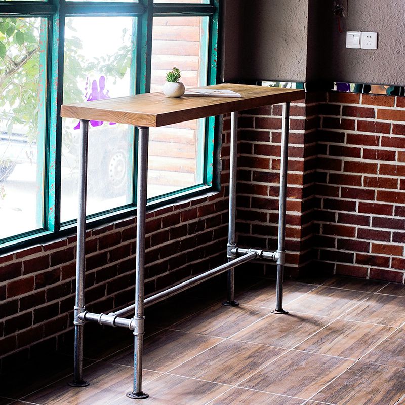 Industrial Pub Table Solid Wood Bar Height Rectangle Bar Table