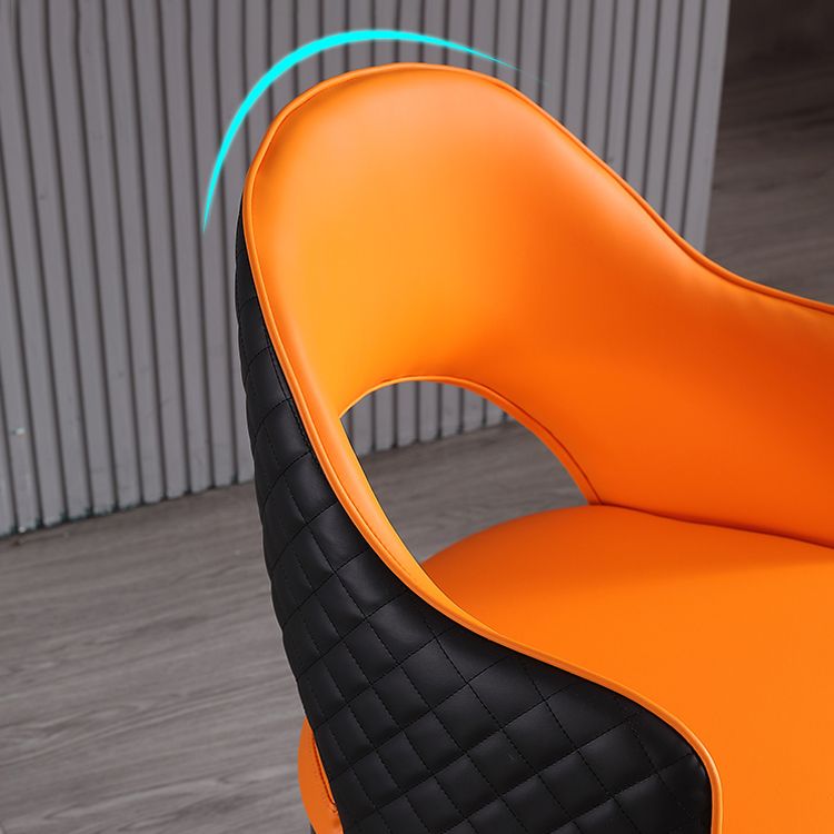 Glam Open Back Dining Armchair PU Leather Dining Chair for Home