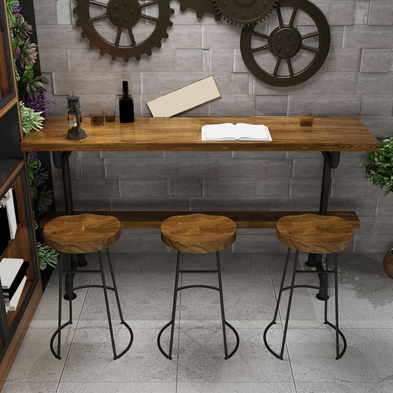 Modern Pub Height Dining Table Iron Solid Wood Pub Table for Patio