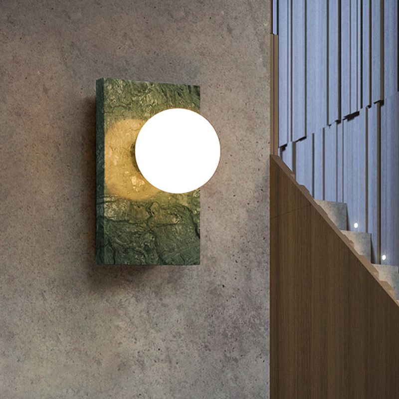 Modern Marble Wall Light Geometric Shape Wall Sconce with Glass for Living Room