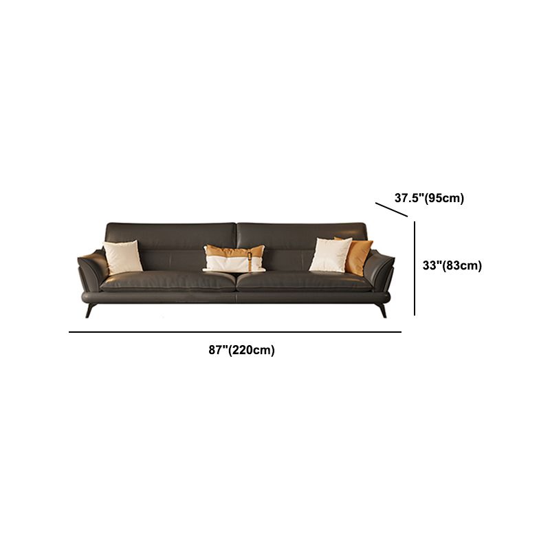 Contemporary Dark Gray Sewn Pillow Back Flared Arm Stationary Sofa