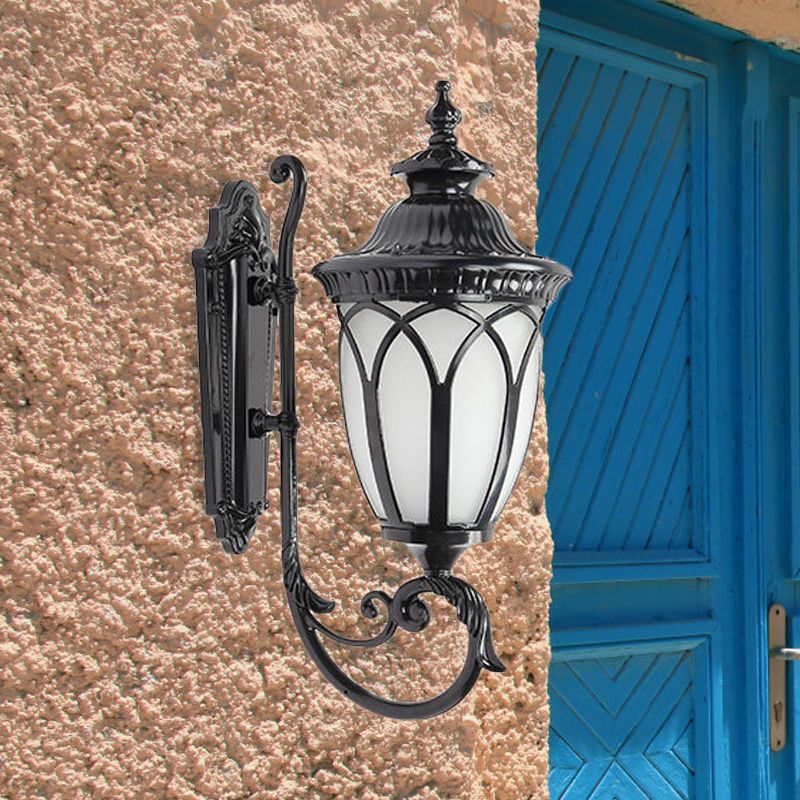 Aluminium Black / Bronze Wall Mount LAMPE CURVE CURVE 1 BULB LODGE STYLE ÉCLAINE D'ACCONCE AVEC DE VERRE GRATITE