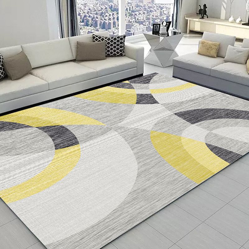 Multicolor Home Decoration Carpet Modern Geometric Printed Area Rug Polyester with Non-Slip Backing Rug