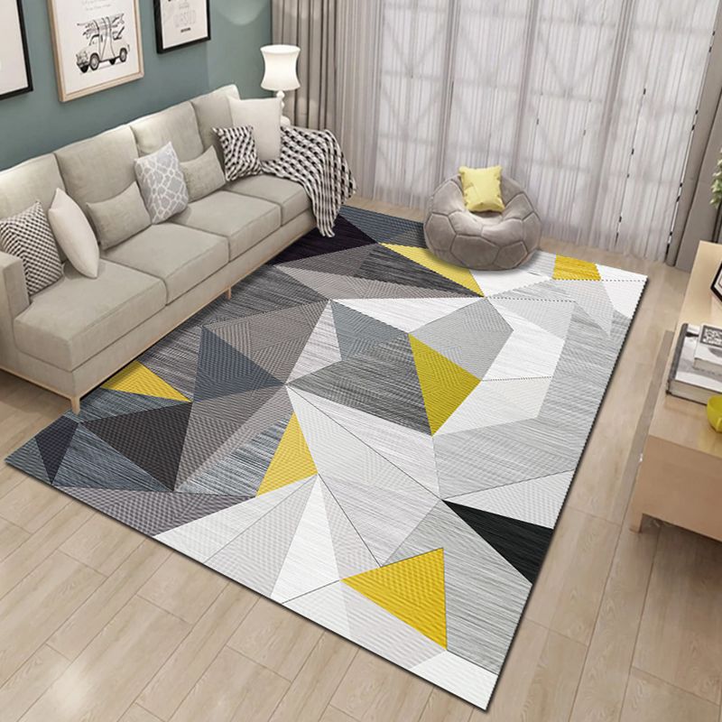 Trendy Geometry Pattern Indoor Rug Modern Individuality Rectangle Carpet Polyester Washable Rug for Home Decoration