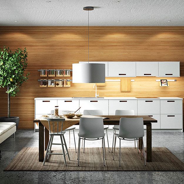Dennen vaste houten rechthoektafel moderne eettafel met dubbel voetstuk voor restaurant