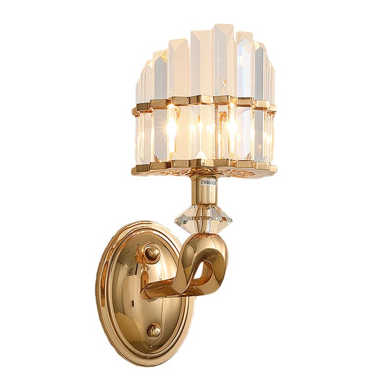 Postmodern Half-Shade Wall Light 1 Head Tri-Sided Crystal Rod Wall Mounted Lamp in Gold