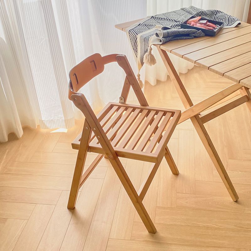 Modern Folding Side Chair Wooden Open Back Dining Chair for Home