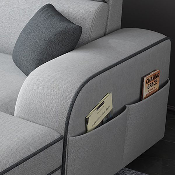 Square Arm Sectional Sofa with Storage Adjustable Sectionalfor 4 People