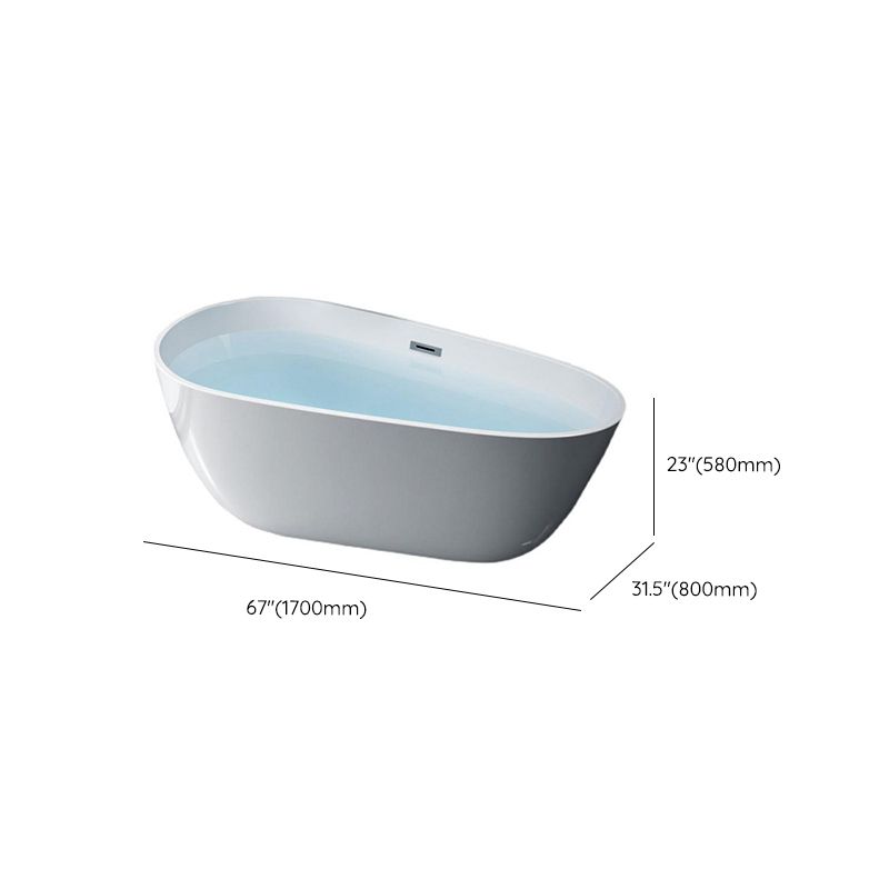Modern Acrylic Bathtub Freestanding Soaking Bathtub with Drain Bathtub and Overflow Hole
