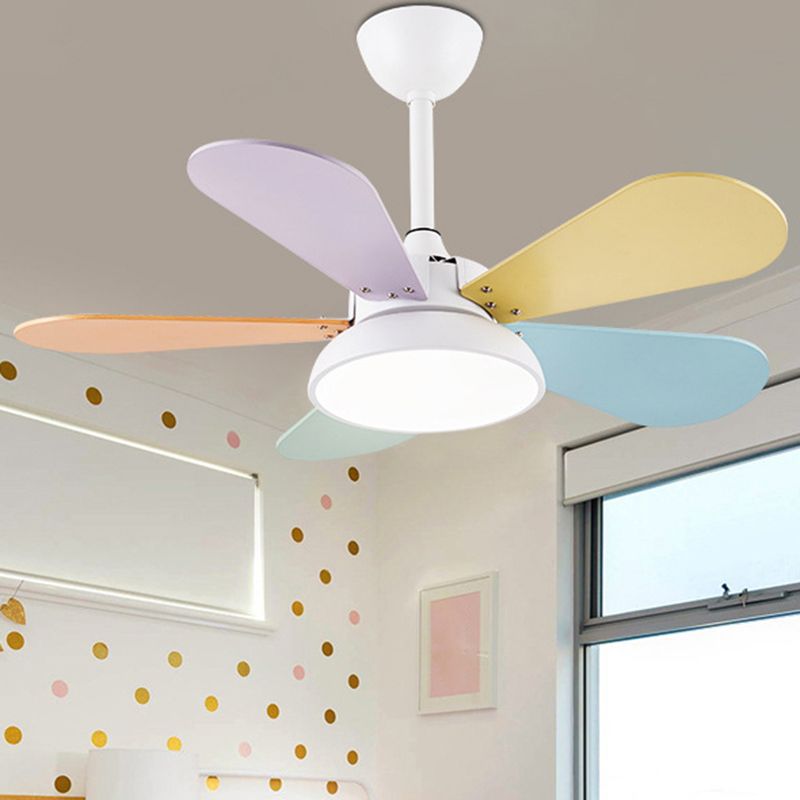 Kids Creative LED Pendant Light Wrought Iron Indoor Fan Chandelier with Acrylic Shade