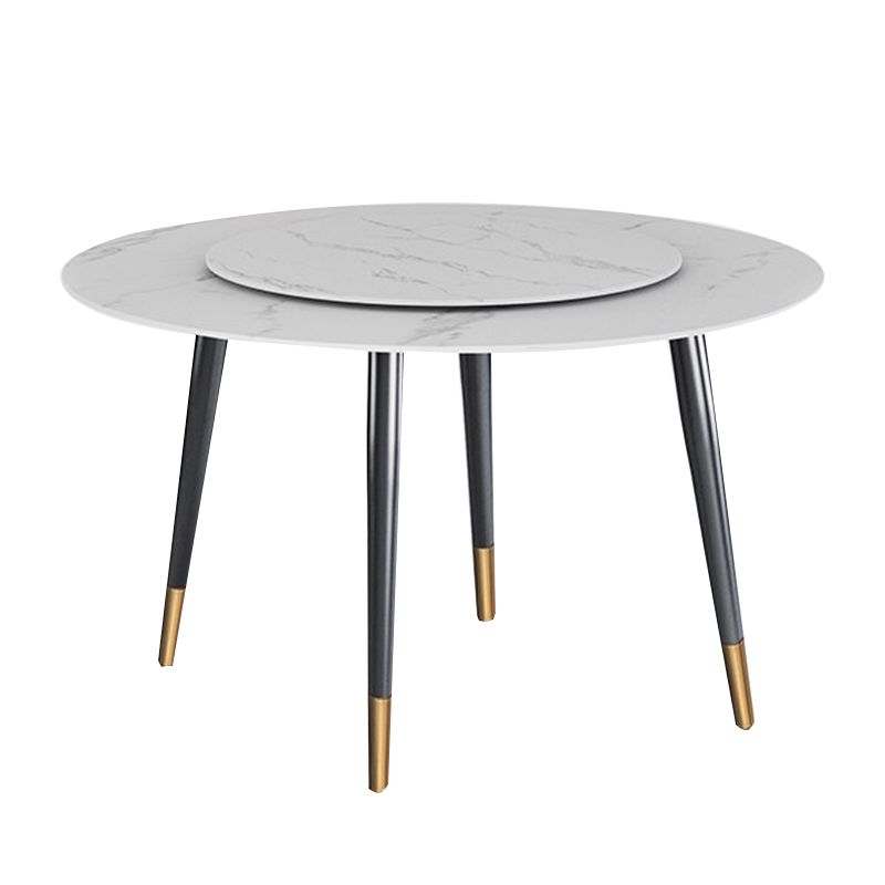 Round Metal 4 Legs Dining Table Black Frame Traditional Luxury Dining Table