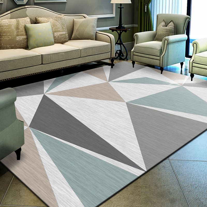 Unique Geometrical Print Rug Multi Color Modern Carpet Synthetics Stain Resistant Washable Non-Slip Backing Rug for Home