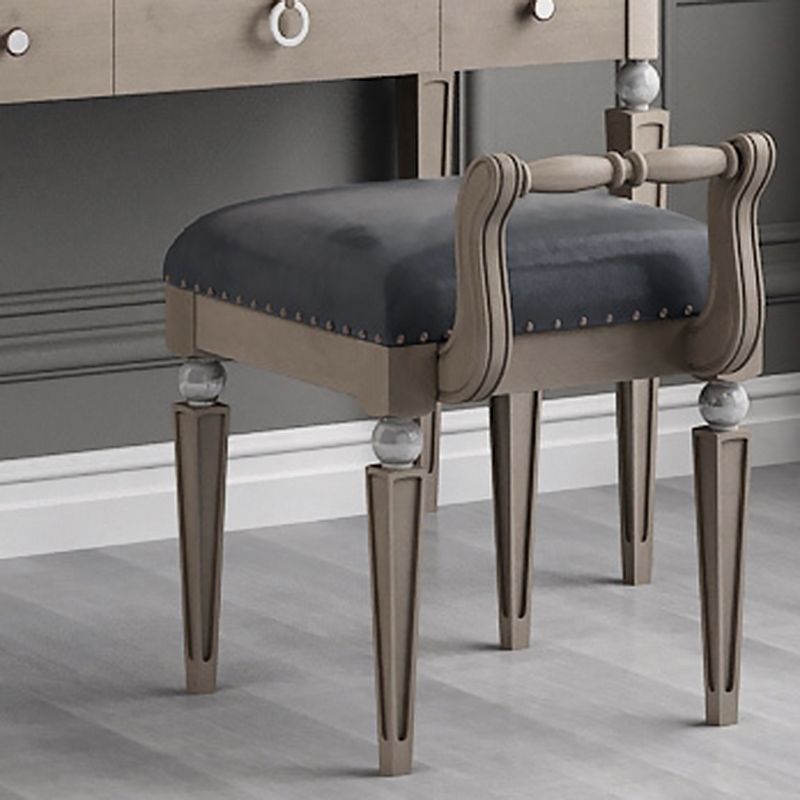 Traditional Mirrored Vanity Set Light Brown Solid Wood Dresser