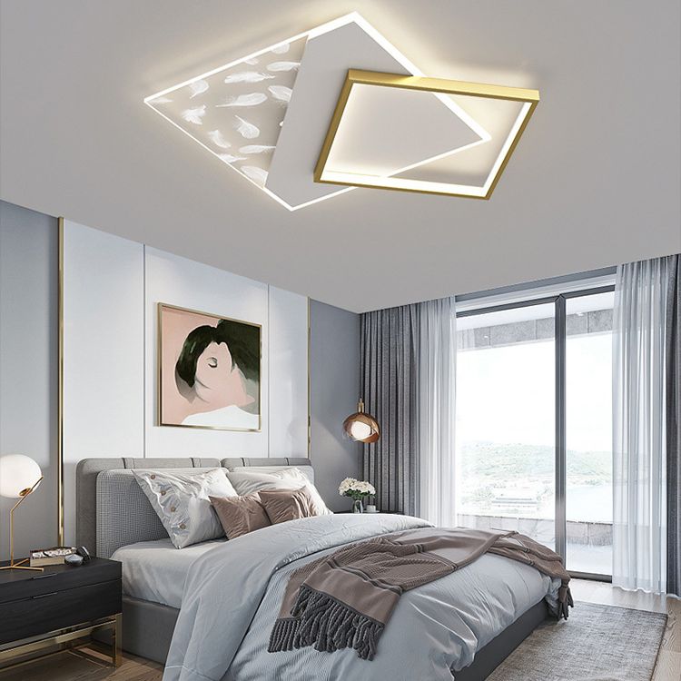 Lampe encastrée en fer forgé de plafond suspendu de salon de plume simple moderne LED