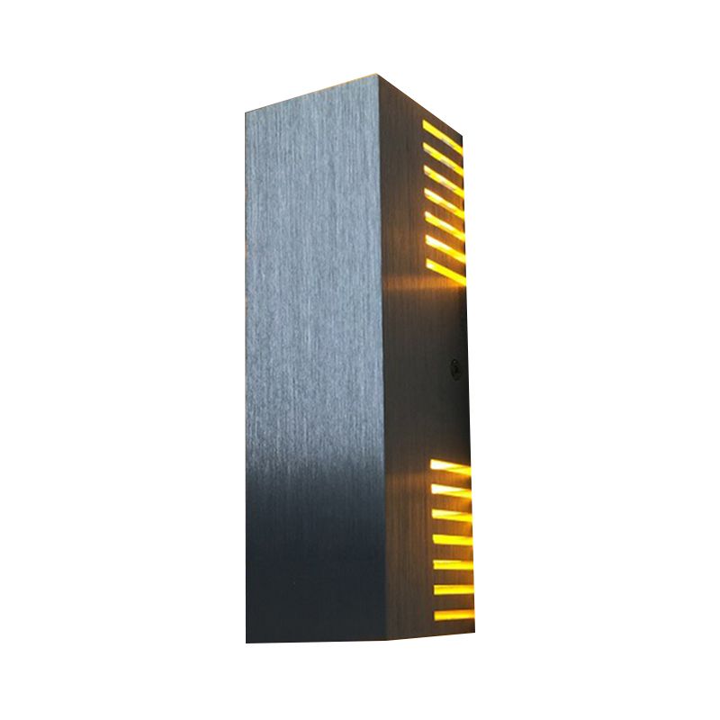 Lumière murale à LED à style simple avec une teinte en aluminium brossé lampe murale rectangulaire argentée en lumière chaude / blanche