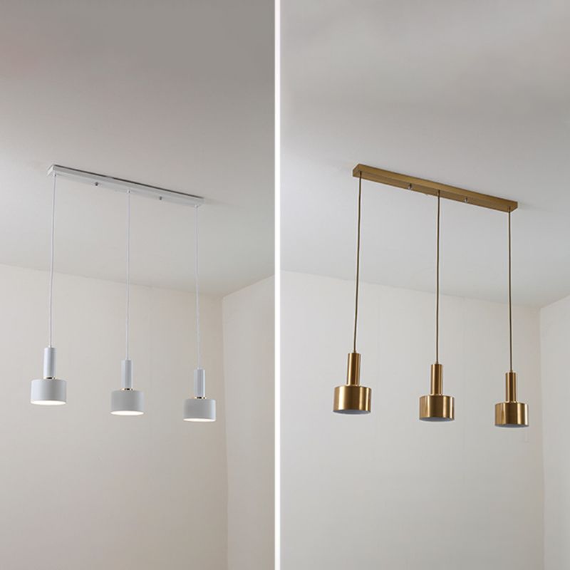 7.87" H 3-Light Modern Cluster Cylinder Kitchen Island Ceiling Light Metal Hanging Light