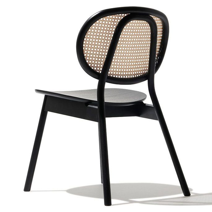 Contemporary Rattan Dining Chair Open Back Dining Side Furniture in Matte Finish